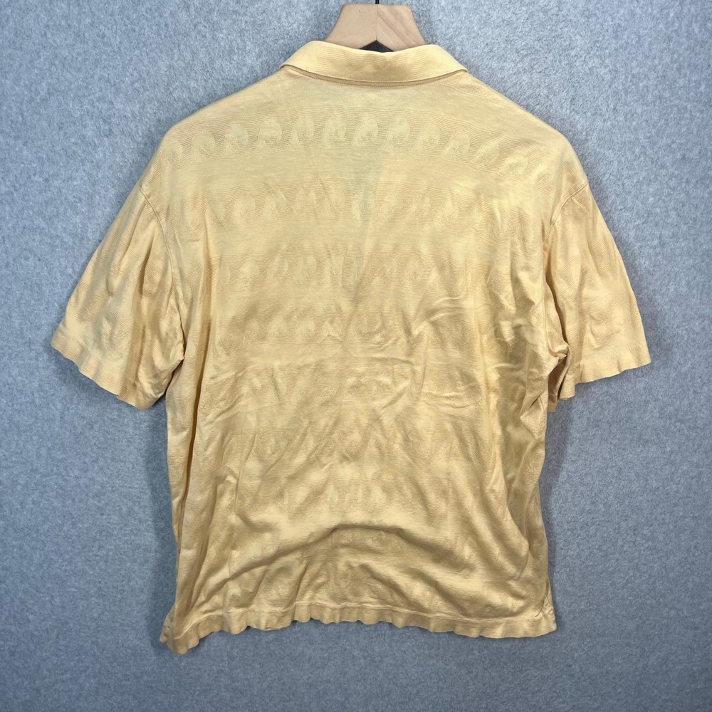 YSL Yves Saint Laurent Polo Shirt Mens L Yellow Vintage 90s Knit Logo Pocket EUC - Picture 4 of 9